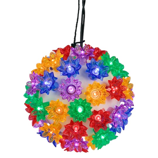 Northlight 6" Pre-Lit Multicolor LED Lighted Floral Starlight Outdoor Hanging Sphere Christmas Decoration | Michaels®